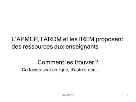 L’APMEP, l’ARDM et les IREM proposent des ressources aux enseignants
