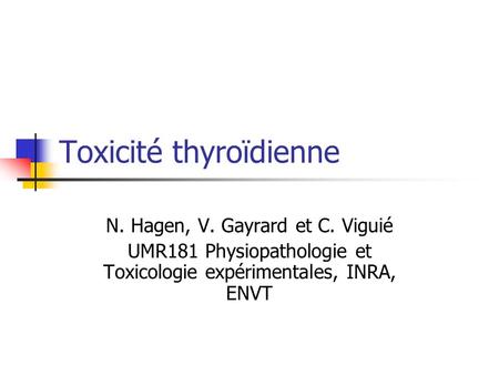 Toxicité thyroïdienne