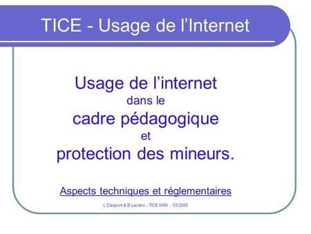 TICE - Usage de l’Internet