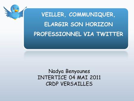 Nadya Benyounes INTERTICE 04 MAI 2011 CRDP VERSAILLES.