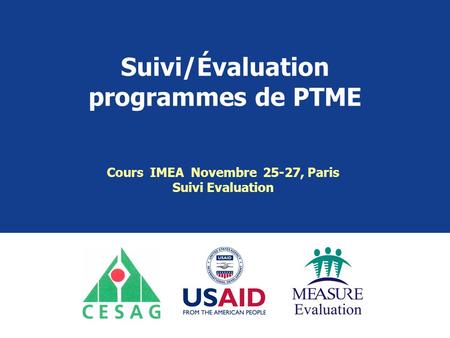 Suivi/Évaluation programmes de PTME