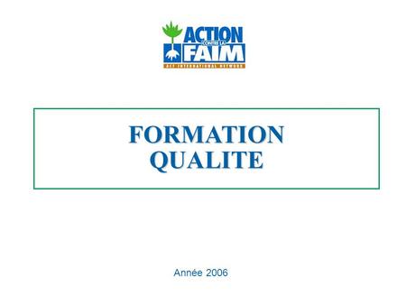 FORMATION QUALITE Année 2006.