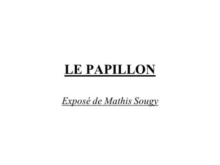LE PAPILLON Exposé de Mathis Sougy.