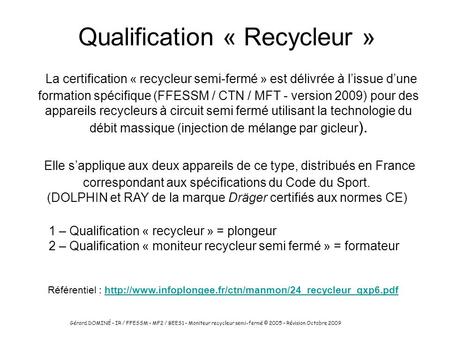 Qualification « Recycleur »