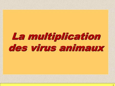 La multiplication des virus animaux