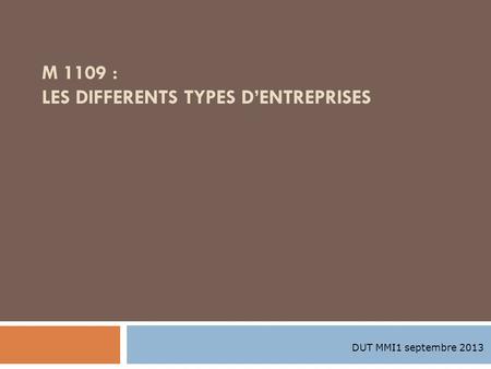 M 1109 : LES DIFFERENTS TYPES D’ENTREPRISES