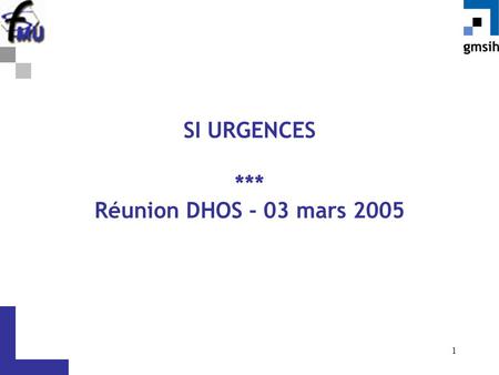 1 SI URGENCES *** Réunion DHOS - 03 mars 2005. 2 Sommaire: Description de la démarche Description des 3 solutions de SIU Les différentes architectures.