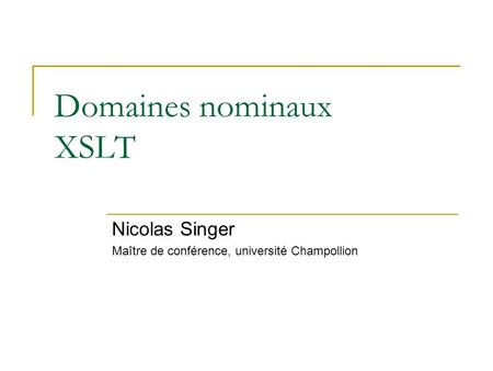 Domaines nominaux XSLT