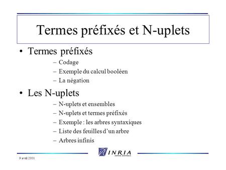 Termes préfixés et N-uplets