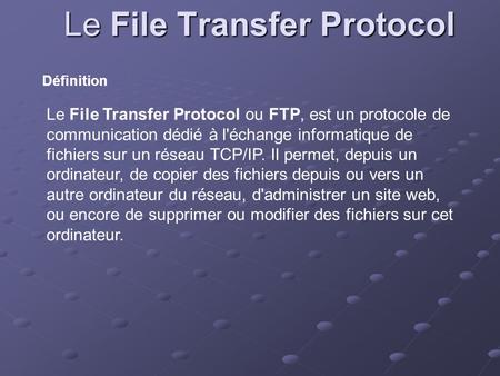 Le File Transfer Protocol