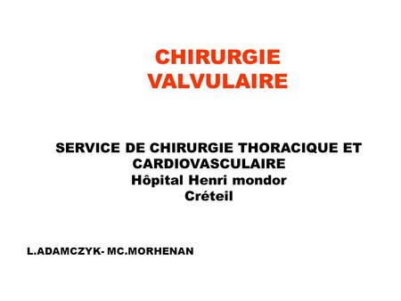 SERVICE DE CHIRURGIE THORACIQUE ET CARDIOVASCULAIRE