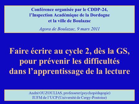 Conférence organisée par le CDDP-24,