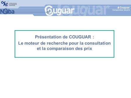 Présentation de COUGUAR : Le moteur de recherche pour la consultation et la comparaison des prix.