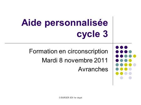 Aide personnalisée cycle 3