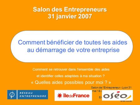 Salon des Entrepreneurs 31 janvier 2007