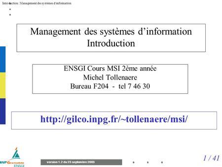 Management des systèmes d’information Introduction