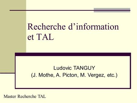 Recherche d’information et TAL