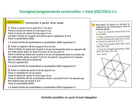 Consignes/programme de construction -> tracé (CE2/CM1) 1.1