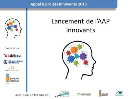 Avec le soutien financier de : Co-porté par : Appel à projets innovants 2013 Lancement de lAAP Innovants.