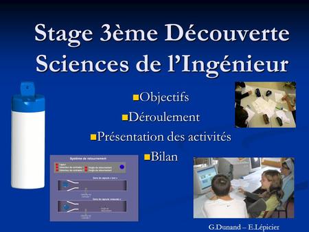 Stage 3ème Découverte Sciences de l’Ingénieur