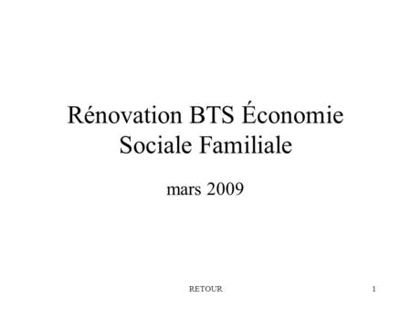 Rénovation BTS Économie Sociale Familiale