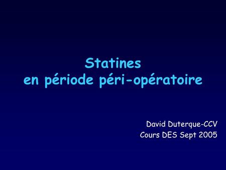 Statines en période péri-opératoire