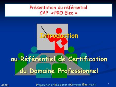 Présentation du référentiel CAP « PRO Elec »