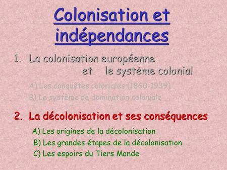 Colonisation et indépendances