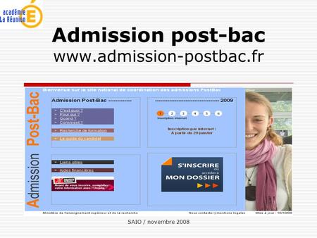 Admission post-bac www.admission-postbac.fr SAIO / novembre 2008.