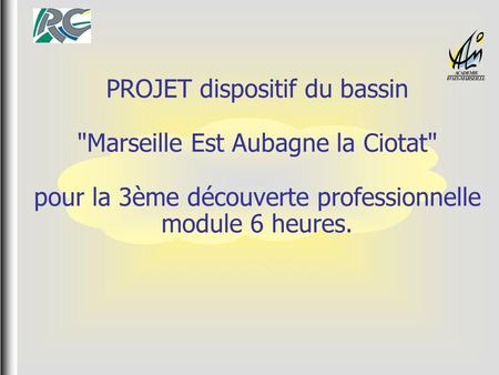 PROJET dispositif du bassin Marseille Est Aubagne la Ciotat pour la 3ème découverte professionnelle module 6 heures.
