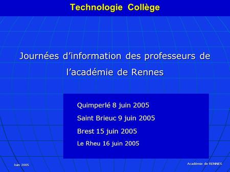 Journées d’information des professeurs de l’académie de Rennes