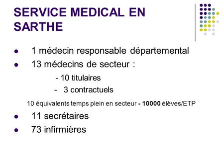 SERVICE MEDICAL EN SARTHE