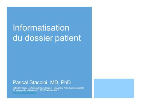 Informatisation du dossier patient