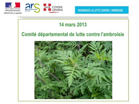 PREFET DE LA SAVOIE 14 mars 2013 Comité départemental de lutte contre lambroisie.