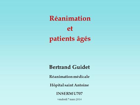 Réanimation et patients âgés