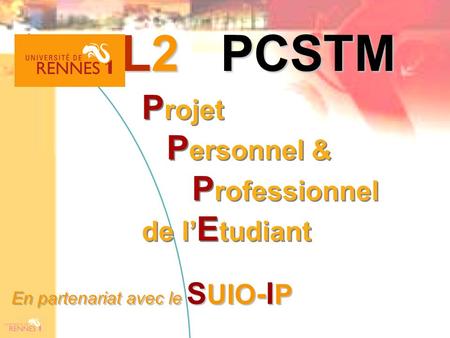 L2 PCSTM Projet Personnel & Professionnel de l’Etudiant