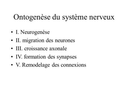 Ontogenèse du système nerveux