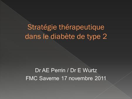 Stratégie thérapeutique dans le diabète de type 2