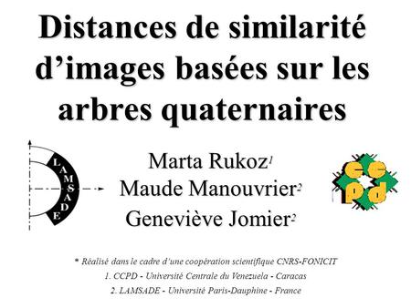 Distances de similarité d’images basées sur les arbres quaternaires