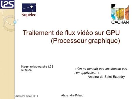 Traitement de flux vidéo sur GPU (Processeur graphique)