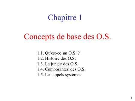 Chapitre 1 Concepts de base des O.S Qu'est-ce un O.S. ?