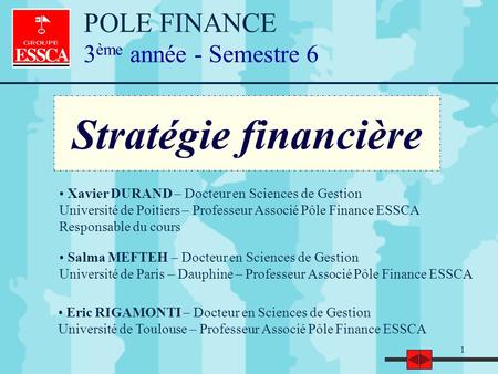 Stratégie financière POLE FINANCE 3ème année - Semestre 6