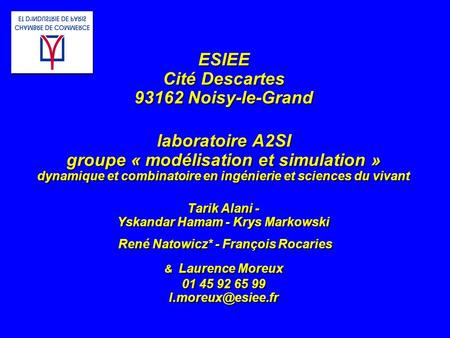 ESIEE Cité Descartes 93162 Noisy-le-Grand laboratoire A2SI groupe « modélisation et simulation » dynamique et combinatoire en ingénierie et sciences du.