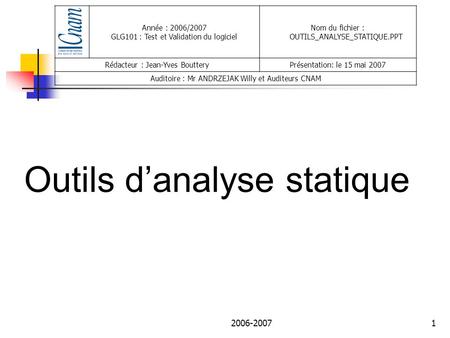 Outils d’analyse statique