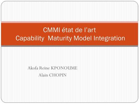 CMMI état de l’art Capability Maturity Model Integration