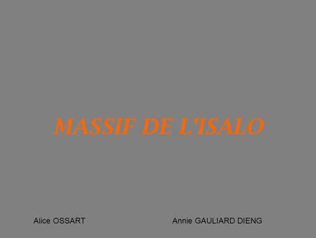 MASSIF DE L’ISALO Alice OSSART  Annie GAULIARD DIENG.