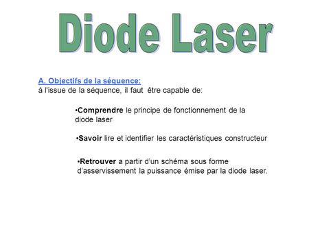 Diode Laser A. Objectifs de la séquence:
