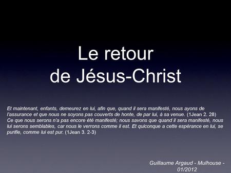 Le retour de Jésus-Christ