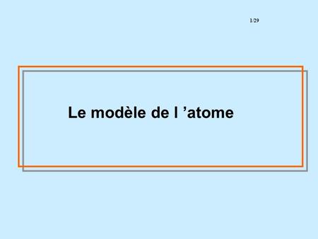 1/29 Le modèle de l ’atome.