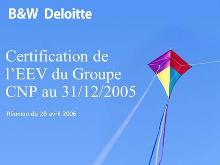 Certification de lEEV du Groupe CNP au 31/12/2005 Réunion du 28 avril 2006.